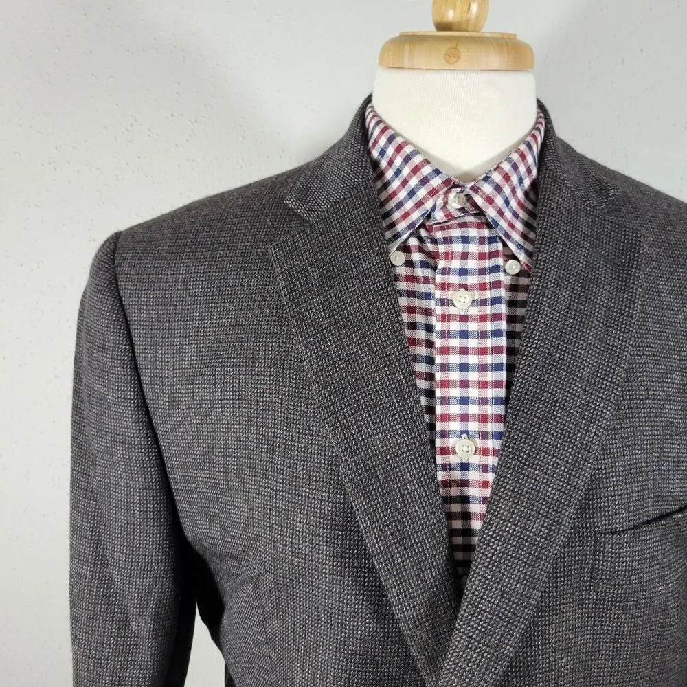 Chaps Men's Tweed Sport‎ Coat Blazer Two Button Brown Wool Size 46L